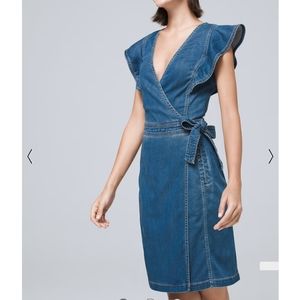 WHBM Faux Wrap Denim Dress Sz 8